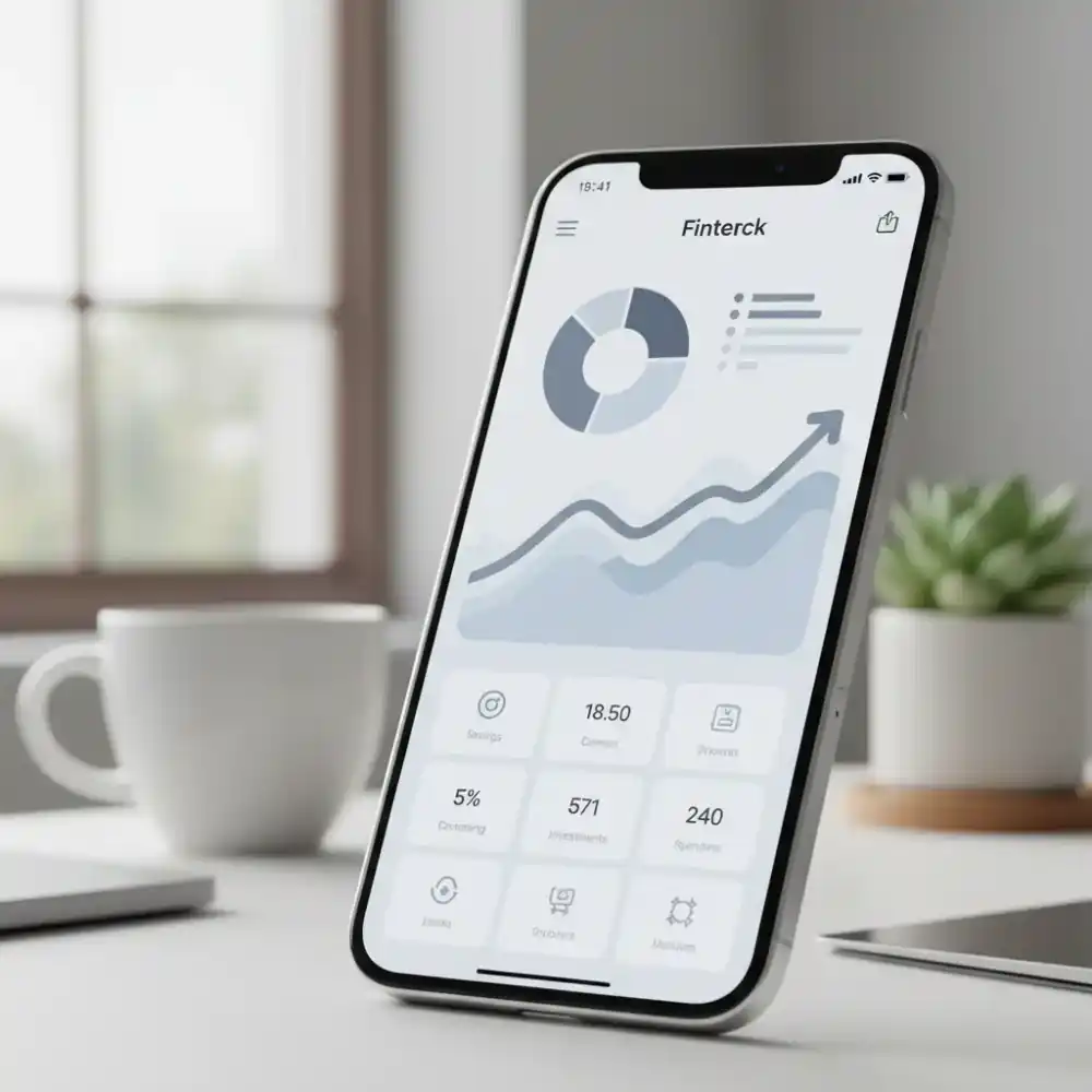 Fintech application interface shown on a mobile device
