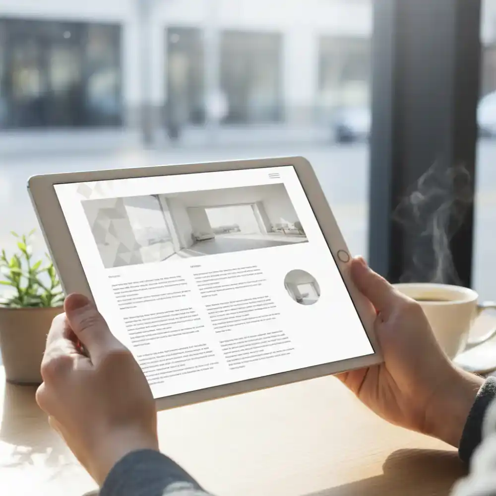 Clean blog article layout on a tablet